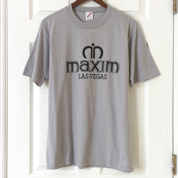 Jerzees Other - Jerzees 90's Vintage Maxim Las Vegas Graphic Short Sleeve Crewneck T-shirt Gray